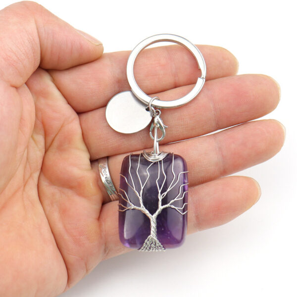 oly-d695893dd0212c323cc8f28f2c925305 Wholesale Tree of Life Keychain Amethyst Crystal Metal Bag Charm Gift Accessory