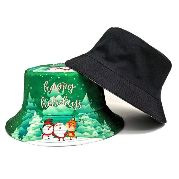 Wholesale Christmas Snowman Print Bucket Hat Outdoor Sun Protection Hat