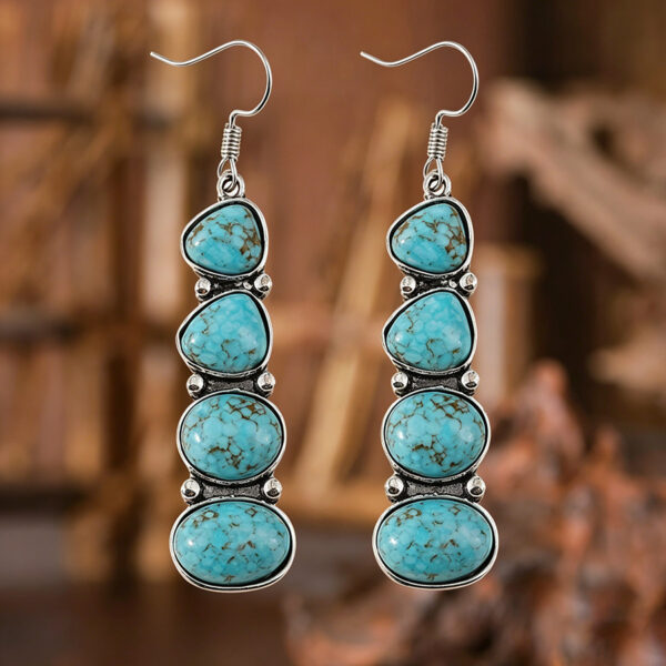 oly-d6e02c9af928a038a235c966ba427b12 Wholesale Bohemian Retro Turquoise Tassel Drop Earrings Fashion Jewelry Accessory Boutique Gift