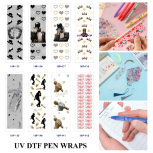 Wholesale 2/8/16pcs UV DTF Stickers Fedora Hat Glitter Handprint Heart Crown Stage Performer Portrait Patterns Pen and Bookmark Stickers OLY Exclusive