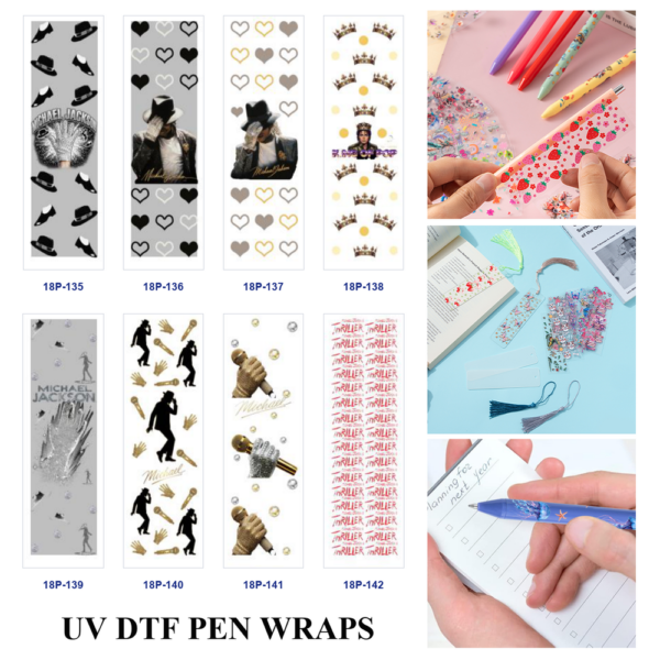 oly-d6e0cc1ac811d9e72ea5103c5a5eb99d Wholesale 2/8/16pcs UV DTF Stickers Fedora Hat Glitter Handprint Heart Crown Stage Performer Portrait Patterns Pen and Bookmark Stickers OLY Exclusive