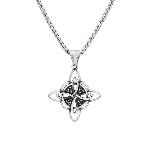 Wholesale Stainless Steel Antique Silver Men's Pendant Necklace Viking Celtic Knot Design