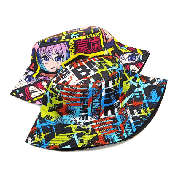 Wholesale Printed Anime Bucket Hat Stylish Sun Protection Hat for Men Women