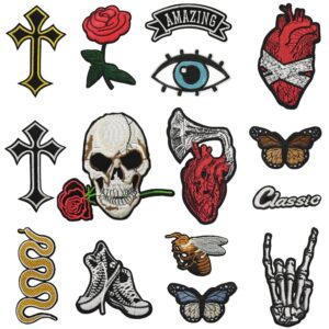Wholesale Gold Edge Cross Skull Patch Polyester Embroidery Applique Fashion Accessory for Coat