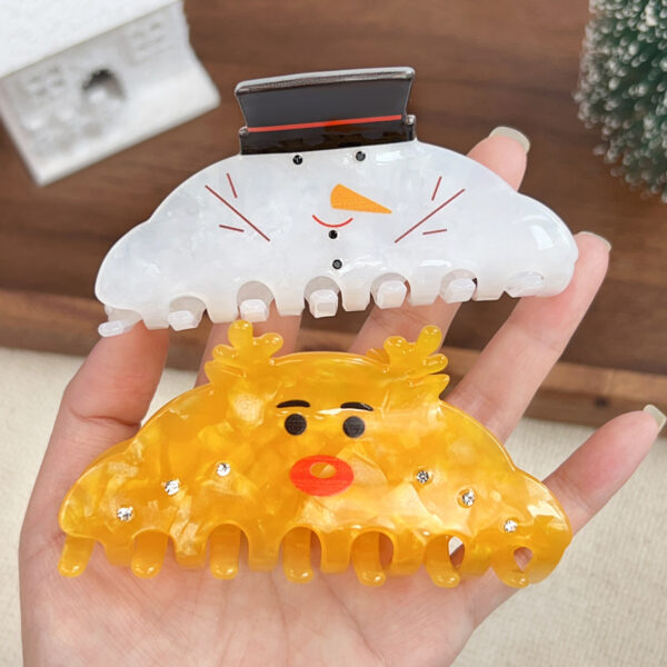 oly-d734ae854b1039162113b528206ff9df Wholesale Christmas Snowman and Reindeer Hair Claw Clips PVC Handmade Fashion Hair Accessory for Resale