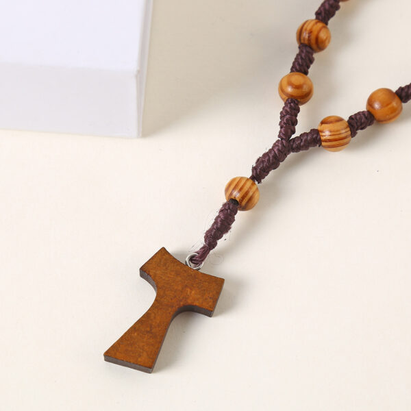 oly-d7481c1c02b5ac915e6bb7e19e74bbd4 Wholesale Wooden Cross Rosary Beads Natural Wood Color Handmade Pendant Fashion Jewelry Accessory for Party Gifts