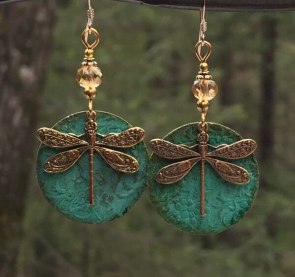 oly-d763b1b91f501542aa0a1ff9b74d5fdb Wholesale Trendy Dragonfly Earrings Bronze Green Alloy Ethnic Style Women's Jewelry