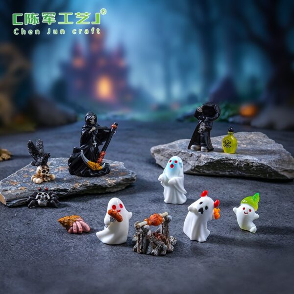 oly-d76aaa25619433ee3a8a6da9f1cde0ca Wholesale Halloween Resin Ghost Ornament DIY Decoration for Bag Charm or Home Decor