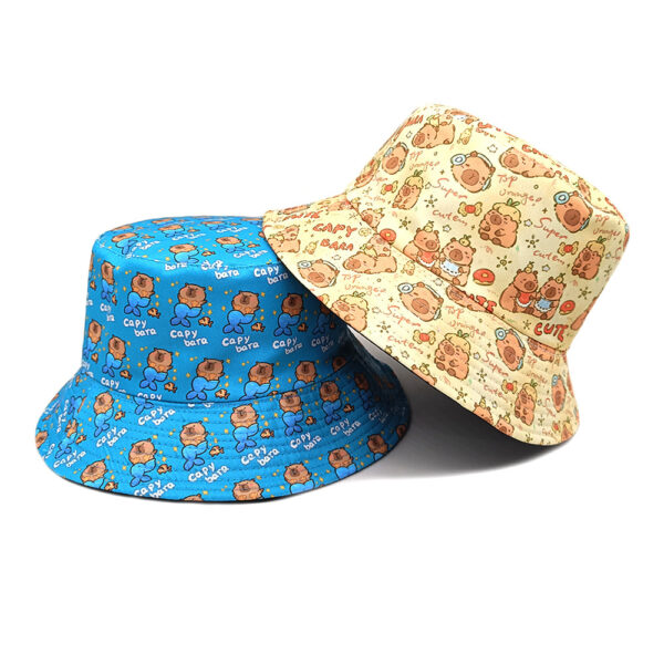 Wholesale Cartoon Pufferfish Capybara Print Bucket Hat Sun Protection Stylish Unisex Fashion Accessory