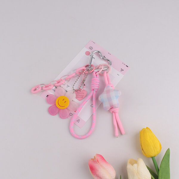 oly-d7cb0b55a0de263cae5e55ffa33bb5a0 Wholesale Lolita Fresh Sweet Face Star Bow Keychain with Pearl Tassel Decorative Accessory