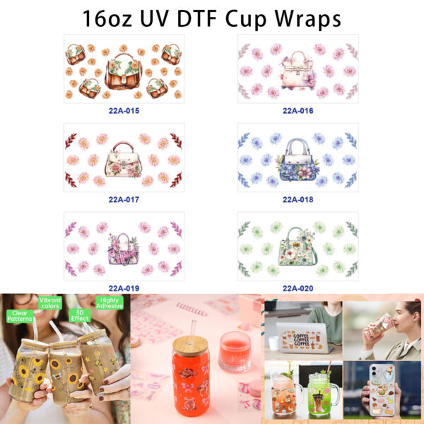 oly-d7fe6b1ca508d035b4a2b71e3ea0ea29 Wholesale 5pcs Retro Leather Purse Multicolor Floral Leaf Pastel Watercolor Prints 16oz Cup UV DTF Wraps OLY Exclusive