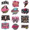Wholesale Trendy MAMA Series Plaid Leopard Lightning Embroidery Iron-On Patches - 12 Pieces, DIY Hat Decoration Accessory