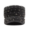 Wholesale Vintage Rivet Decorative Flat Top Military Cap Hat, Adjustable Sun Protection Navy Blue