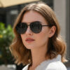 Wholesale Retro Metal Sunglasses UV400 Black Frame Grey Lens Sun Protection Fashion Gift