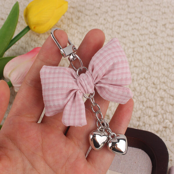 Wholesale Trendy Blue Plaid Bow Silicone Keychain Bag Charm Decorative Accessory Gift