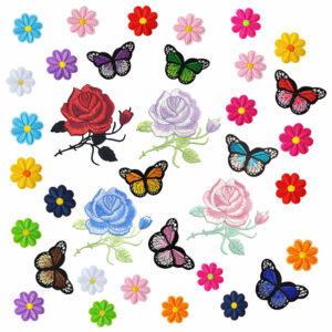 Wholesale Polyester Embroidered Flower Butterfly Patches 36 Pack Decorative Resale Accessory
