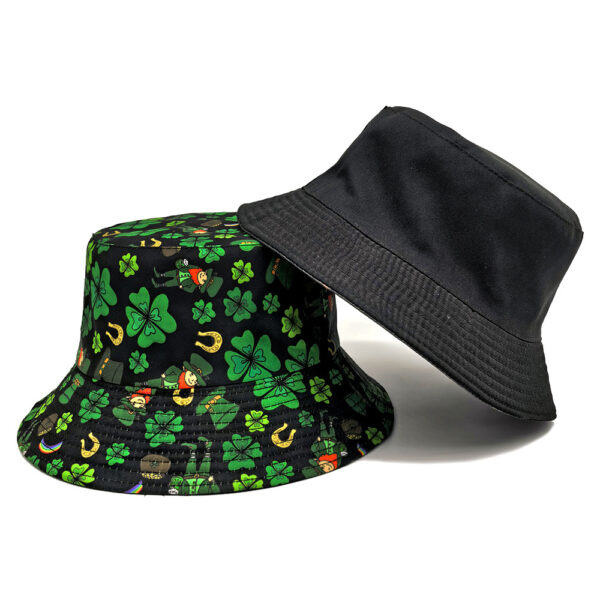 Wholesale Retro Lucky Clover Pattern Bucket Hat Fashion Casual Accessory