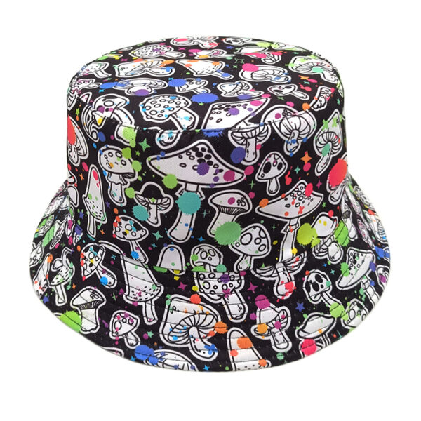 oly-d8e5b883950f7bf90c75f31f6045cdc8 Wholesale Colorful Mushroom Printed Fisherman Hat Retro Double Sided Sun Hat for Men Women Fashion Accessory for Party Boutique