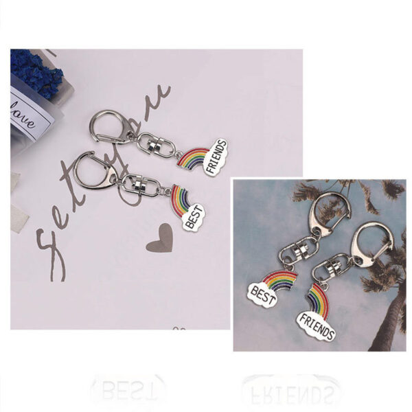 Wholesale Alloy Rainbow Keychain Pendant Pair Korean Style Decorative Accessory for Bags or Keys