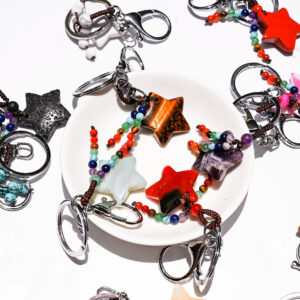 Wholesale Crystal Amethyst Star Keychain Decorative Car Accessory for Bags