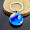 Wholesale Ocean Animal Glass Keychain, Dolphin Turtle Starfish Seashell, Metal Pendant Keyring, Cute Bag Charm, Boutique Resale Gift