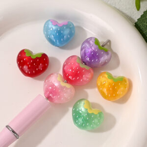 Wholesale Pearl Finish Acrylic Loose Beads Strawberry Heart Shaped DIY Phone Straps Jewelry Making Supplies