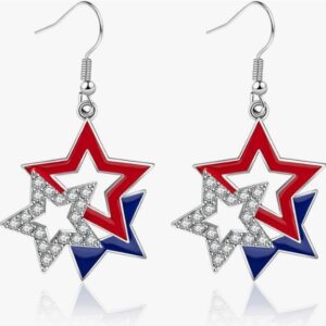 oly-d93911e820eaf1ea747a47aee21747b6 Wholesale American Flag Acrylic Earrings Heart Shape Star Print Festival Party Jewelry Accessory
