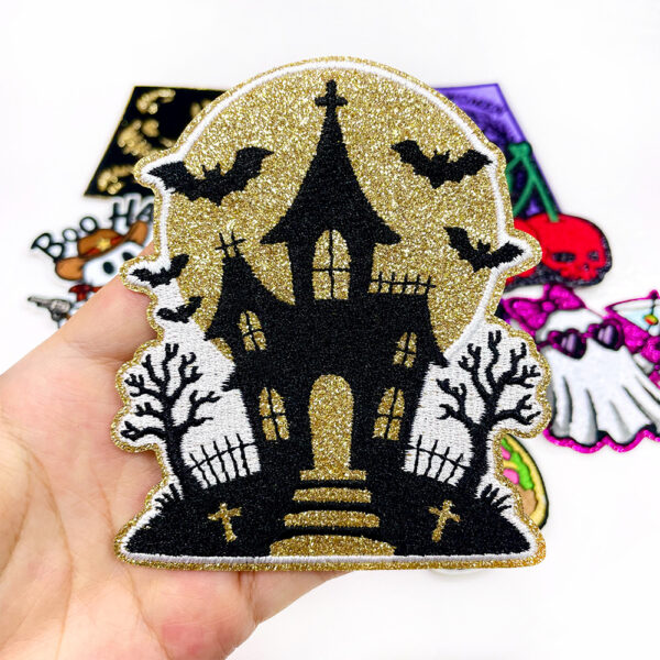 Wholesale Halloween Ghost Skull Embroidery Patches Decorative Iron-on Patches for Clothing Boutique Resale Accessory