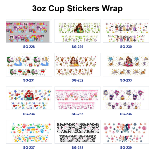 Wholesale 8pcs Cute Fairy Princess 3oz Tumbler Stickers Wrap OLY Exclusive