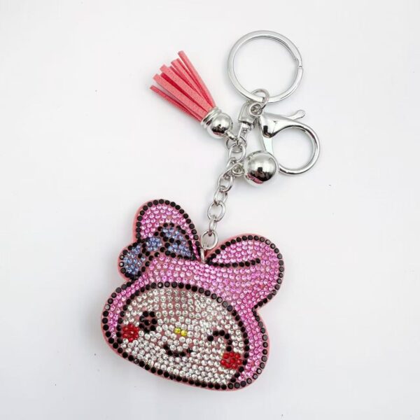 Wholesale Trendy Pink Rhinestone Rabbit Keychain Bag Charm Women Boutique Resale