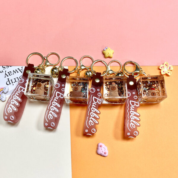 Wholesale Capybara Oil Flow Bottle Keychain Acrylic Cartoon Bag Charm Gift
