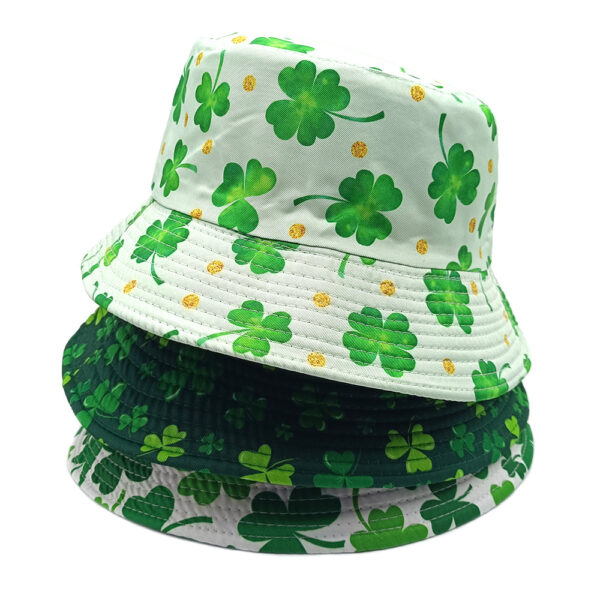 Wholesale St. Patrick's Day Reversible Bucket Hat with Trefoil Print Unisex Sun Protection Hat Gift for Party Favors or Boutique Resale