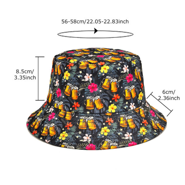 Wholesale Flower Beer Print Bucket Hat for Men Women Trendy Sun Protection Hat