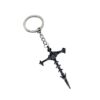 Wholesale Metal Keychain with Gothic Flame Skeleton Cross Design, Decorative Car Key Accessory or Bag Charm