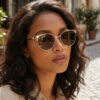 Wholesale Metal Round Gold Frame Sunglasses for Women UV400 Gray Lenses Fashion Accessory