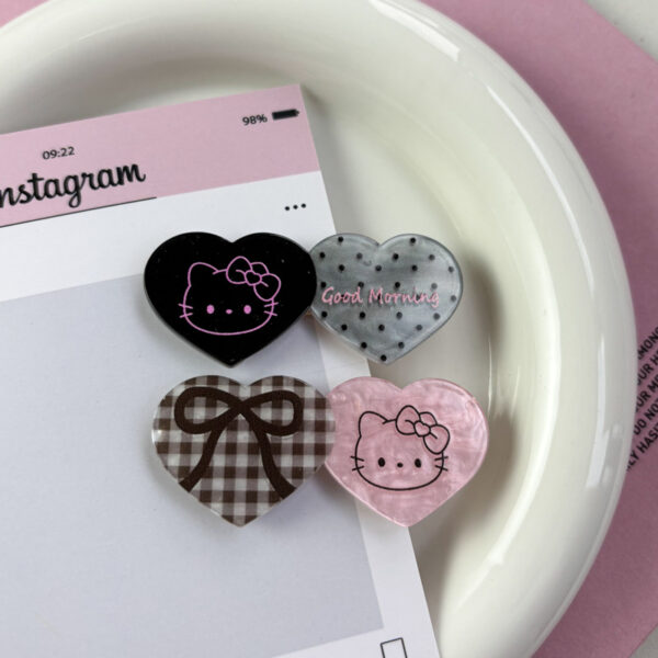 Wholesale Y2K Heart Duckbill Hair Clip Acrylic Coffee Color Fashion Hair Accessory