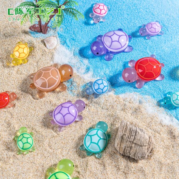 Wholesale Cartoon Luminous Turtle Resin Figurines DIY Decorative Accent for Craft Projects