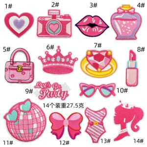 Pink cartoon cloth patch set 14 pieces