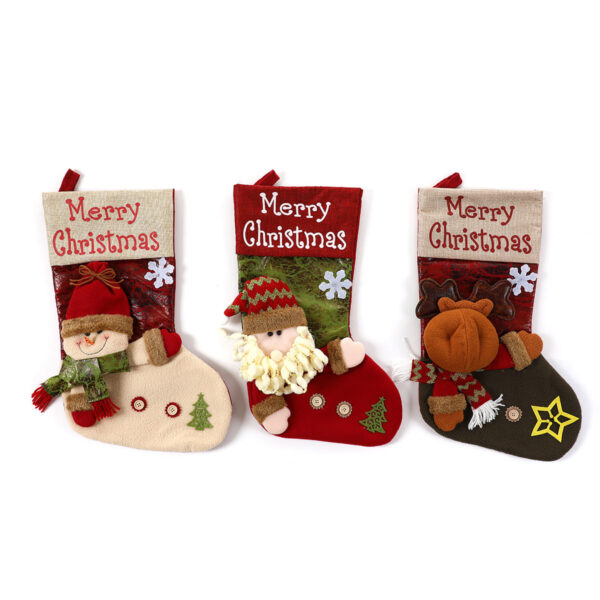 oly-da0eafda72023ad97083fa51b2087a0b Wholesale Polyester Christmas Stocking 3D Santa Claus Design Holiday Home Decor Gift