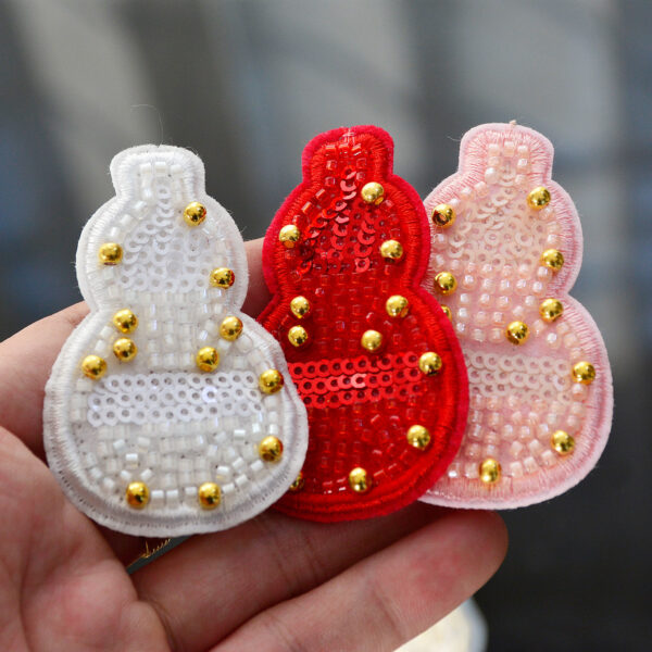 oly-da313a7bf2fae13258ddab77a50cd517 Wholesale Gourd-Shaped Crystal Bead Embroidered Applique - Chic Decorative Accent for Towels, Shoes, Bags - Boutique Resale Gift