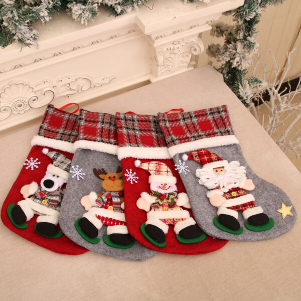 Wholesale Korean Style Plush Santa Christmas Stocking Gift Bag Large 3D Decorative for Candy Resale