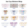Wholesale 8pcs Cute Cartoon Floral Heart Print 3oz Cup Stickers Wrap OLY Exclusive