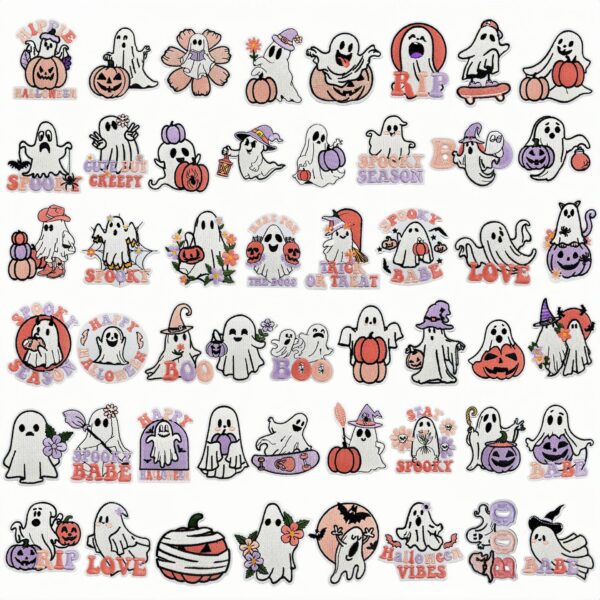 Wholesale Halloween Ghost Pumpkin Iron-On Embroidery Patch, Clothing Decorative Sticker