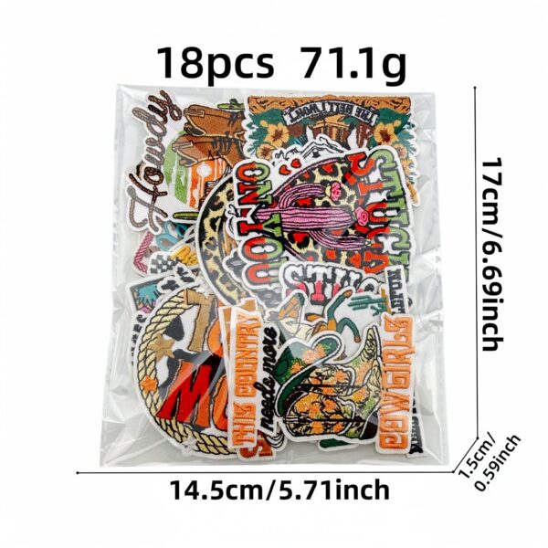 Wholesale 18pcs Cowgirl Patch Set Western Style Leopard Cactus Embroidered Patches DIY Clothing Accessory