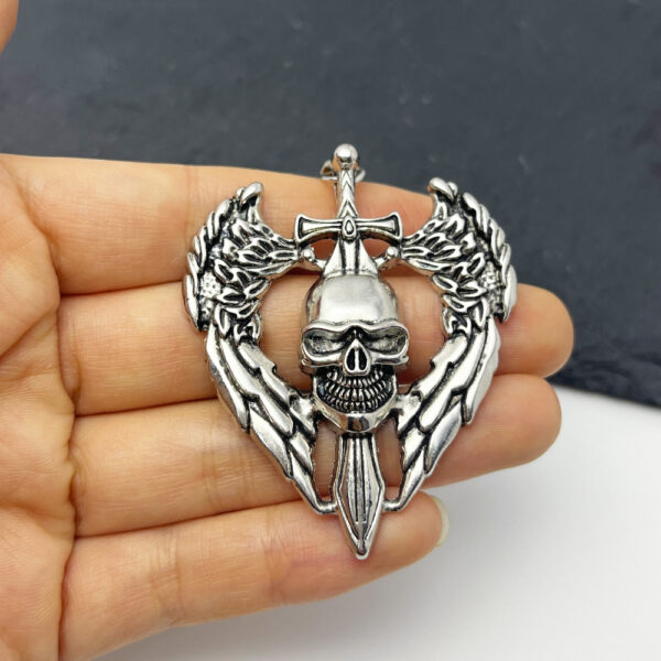 Wholesale Vintage Skull Angel Sword Keychain Pendant Punk Style Silver Metal DIY Car Key Accessory