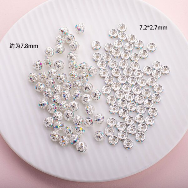 oly-db234c64364741fe0d9974456042c89a Wholesale Silver Electroplated Round Spacer Beads Plastic Resin DIY Jewelry Making and Car Keychain Accessories