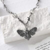 Wholesale Gothic Skull Moth Pendant Necklace Zinc Alloy Punk Resale Fashion Accessory