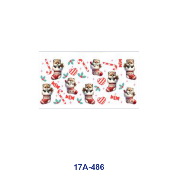 oly-db3921033624ef1ca53ceecc9aa3432f Wholesale 5pcs Christmas Theme Cute Animal Christmas Stocking Candy Cane Holly Snowflake Mixed Decor Prints 16oz Cup UV DTF Wraps