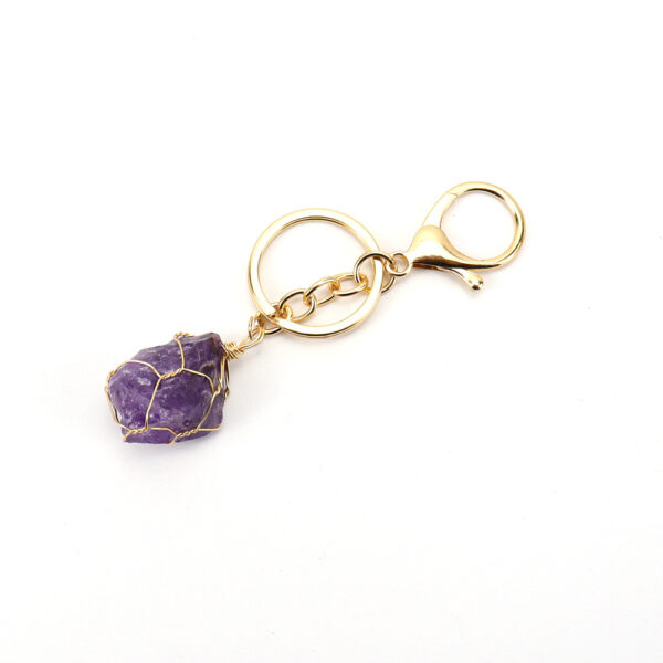 oly-db74874fa2c53b549d8c7aa7a977ea8b Wholesale Pastoral Style Handmade Wire Wrapped Natural Crystal Keychain Pendant Fashion Accessory Gift