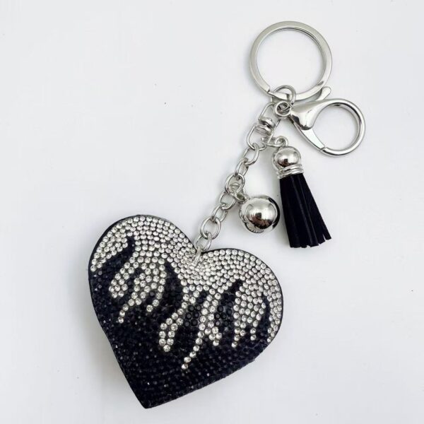 oly-db8cb1cd2ad5ed0213aa795e8a6a87c1 Wholesale Rhinestone Heart Shaped Bag Charm Keychain Deep Pink, Tassel, Fashion Accessory Gift for Resale